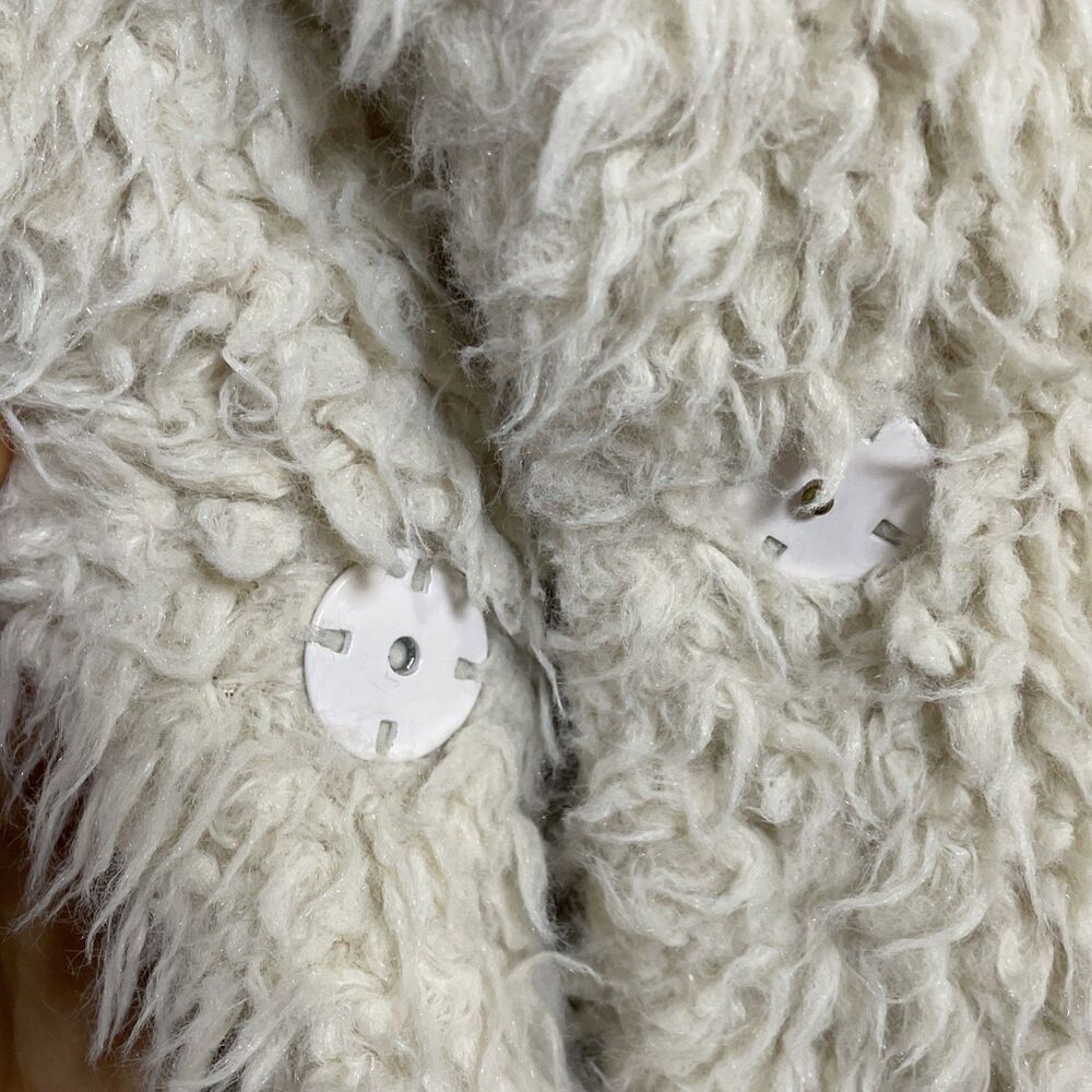 Zara Basic Outerwear Cream Fluffy/Shaggy Faux Fur Long Jacket/Coat Size Small - Picture 8 of 11